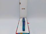 a blue cell phone in a white box on a white surface