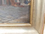 a painting of a man and a woman sitting on a bench