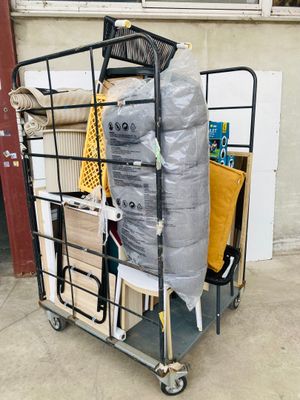 a cart that has a lot of stuff in it