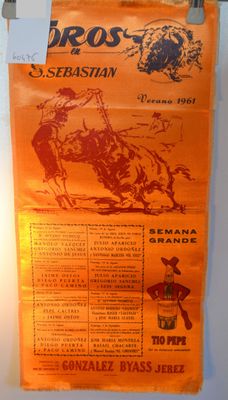 a poster hanging on the wall of a restaurant