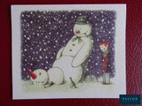 christmas card with a drawing of a snowman and a nutcracker