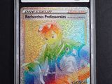 a close up of a card in a plastic case on a table