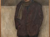 une image représentant un tableau où figure un homme vêtu d'un manteau marron et d'une écharpe