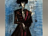 an image of a painting of a woman in a black hat and dress