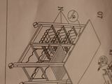 a drawing of a room with a ladder and a window