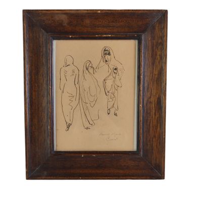une image représentant un dessin d'un homme et d'une femme dans un cadre en bois