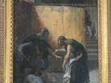 painting of a painting of a man helping a woman with her shoes