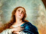 an image of a painting of a woman with a halo on her head