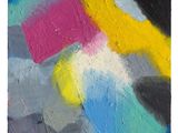 abstract painting of multicolored shapes on a white background