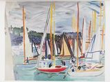 many sailboats that are in the water near each other