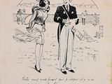 dessin représentant un homme et une femme debout dans un parc