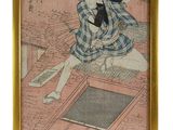 une image représentant un tableau où l'on voit une femme assise sur un rebord