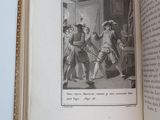 an open book with a picture of a man holding a sword