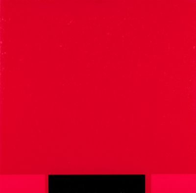 a red square with a black square in the middle