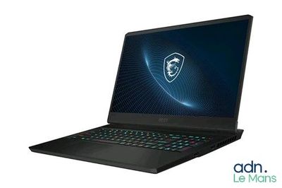 un gros plan d'un ordinateur portable avec un logo à l'écran