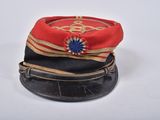 a red hat with a blue star on it