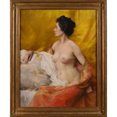 POPELIN Gustave. (1859-1937). «Joli modèle nu posant». - Photo 1