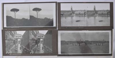 quatre photographies en noir et blanc d'une ville avec un pont