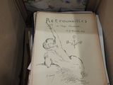 une boîte sur laquelle est dessinée une femme assise sur une pile de papiers