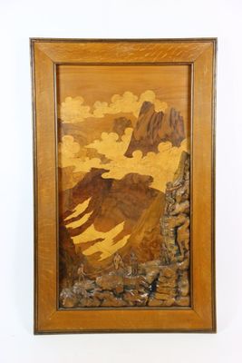 Louis THIAM (1914-1973) L'ascension Panneau de bois marqueté…