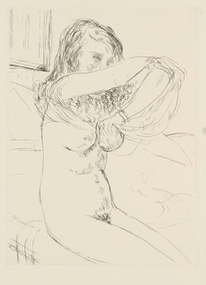 l'image d'un dessin représentant une femme assise sur un canapé