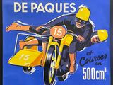 côté publicitaire de l'affiche - course automobile de Pâques, Belgique, à destination de la France