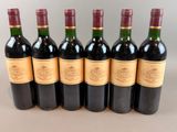 six bouteilles de vin sont alignées sur une table