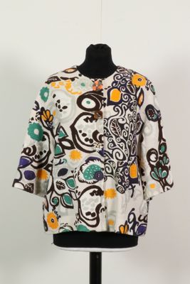 ERIKA CAVALLINI - Veste à manches courtes en coton crème imp…