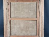 a painting of a wooden frame with writing on it