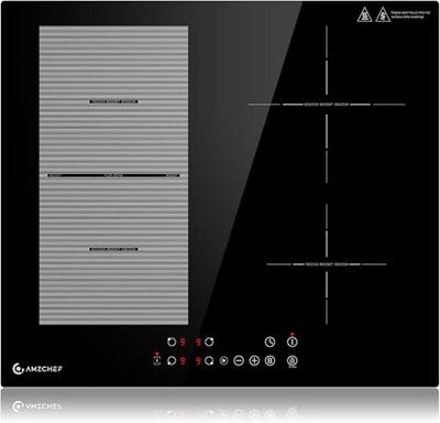 un gros plan d'une plaque de cuisson noire dotée d'un plateau en verre