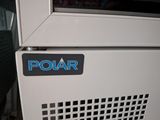 a close up of a white refrigerator with a polar sticker on it