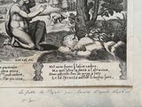 a drawing of a man kneeling in the grass with a dog