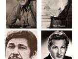 four black and white photos of a man in a cowboy hat