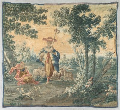 an image of a tapestry hanging on a wall in a room