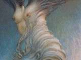 une image représentant un tableau où l'on voit une femme avec des ailes sur la tête