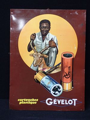 une photo d'un homme avec un pistolet et une canette de Gevelot