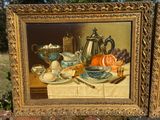 a picture of a painting of a still life with a tea pot