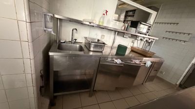 an image of a commercial kitchen with stainless steel appliances