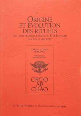 un livre orange intitulé « Origine et évolution des rites »