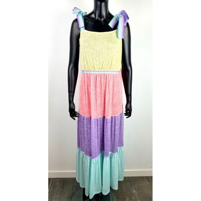 PITUSA. Made in Péru. Robe bustier en jersey de coton multic…