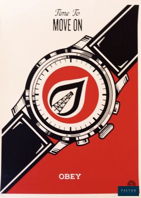 une image représentant une affiche d'une montre sur fond rouge et noir