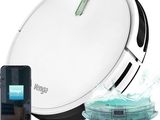un gros plan sur un téléphone portable et un aspirateur robot