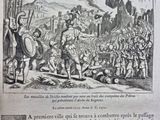 an old book with a picture of a man on a horse in front of a crowd of people