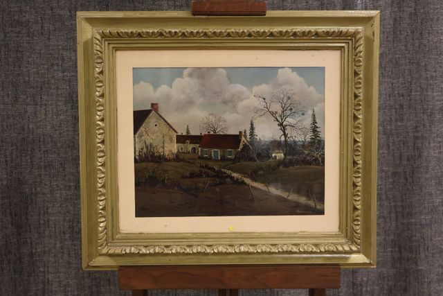 Michel BESZIÉ (1940) « La ferme ». Huile sur panneau. Signé en ba...