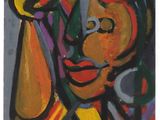 une image d'une peinture représentant une femme tenant un téléphone portable