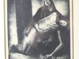 an image of a black and white drawing of a woman being carried by a man