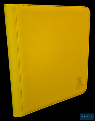 a close up of a yellow folder on a black background