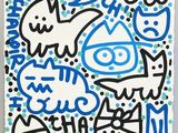 un gros plan sur un dessin réalisé sur une feuille de papier, avec des inscriptions en bleu et en noir