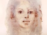 an image of a painting of a woman ' s face on a white background