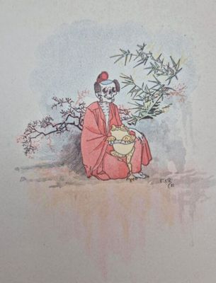 un tableau représentant une femme assise sous un arbre